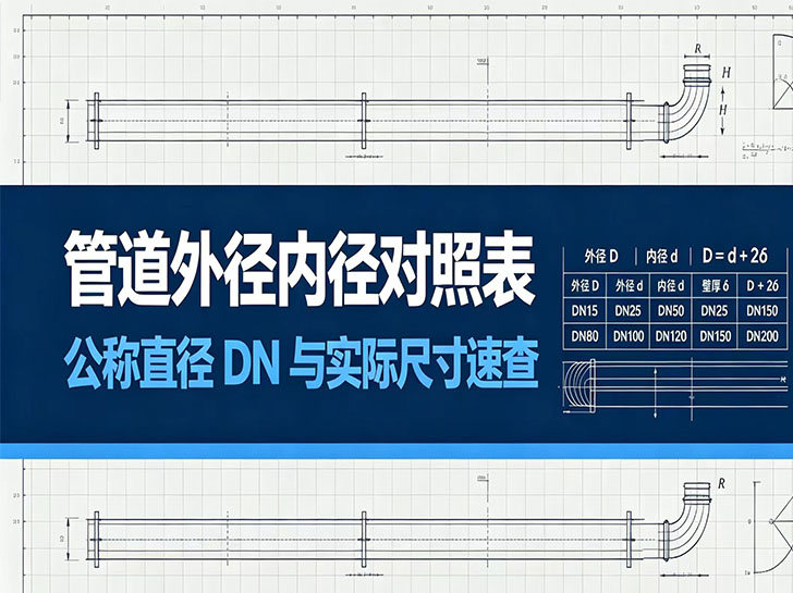 管道安装，管道直径、外径尺寸对照表
